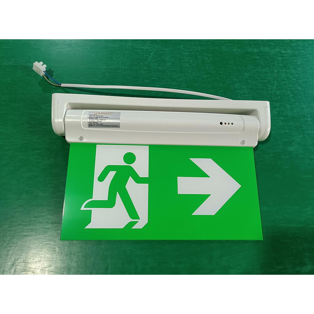 Luminaria de Evacuación y Salida de Emergencia para Pared y Techo Verde con Base Gris con 90 minutos de Batería LED 6000K 120v/60Hz