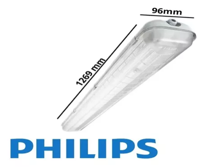 Luminaria de Superficie Estanca 4 pies PHILIPS TCW063 2XT8 VAPOR LIGHT IP65 1.20mt PROY