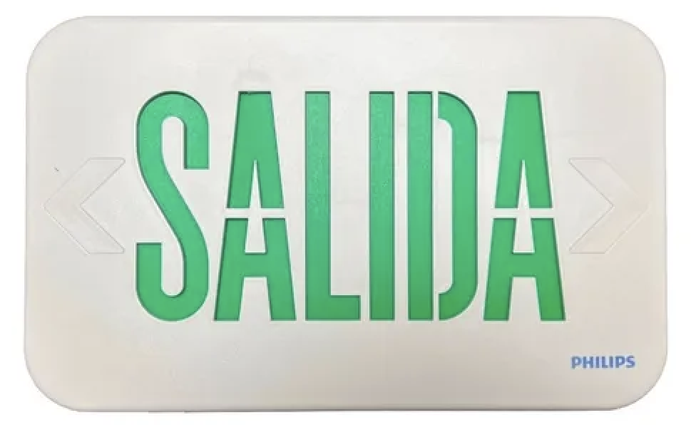 Luminaria de Salida de Emergencia Verde PHILIPS LED 1.2W 120V-220V IP20