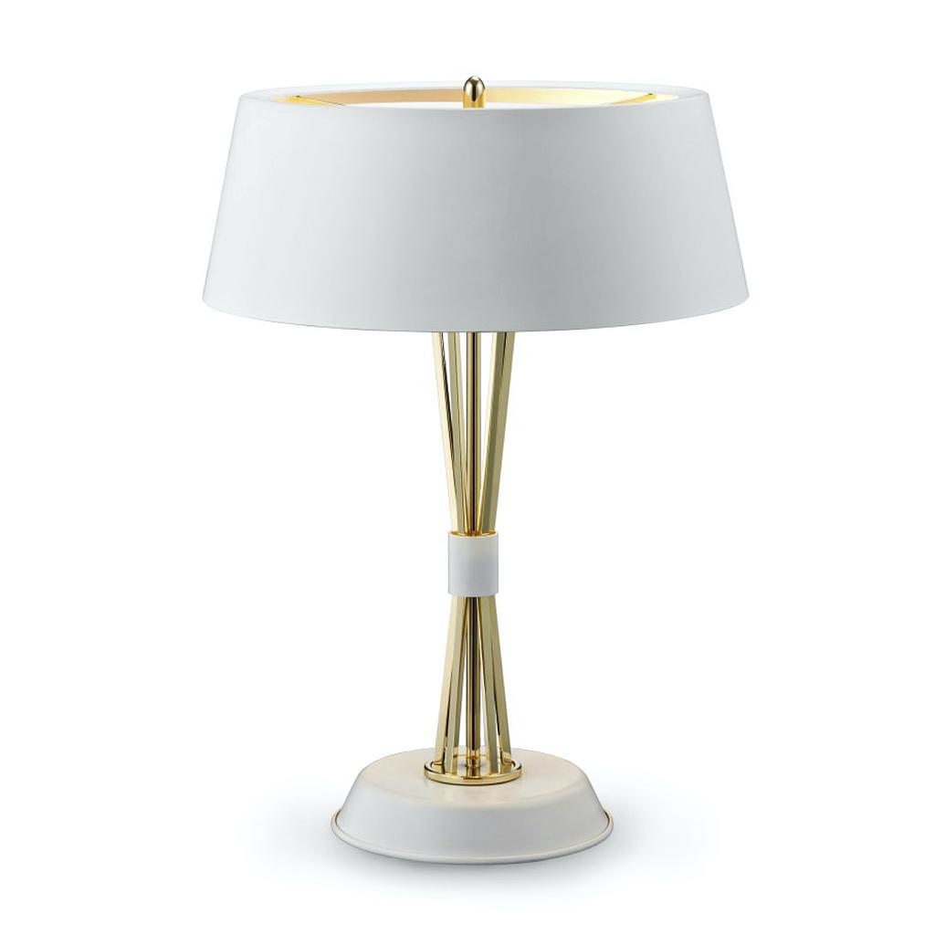 Luminaria de Mesa Dorada con Mampara y Base Blanca Redonda Ø350mm x H560mm E27x1 110v/60Hz [KIT] [2/2]