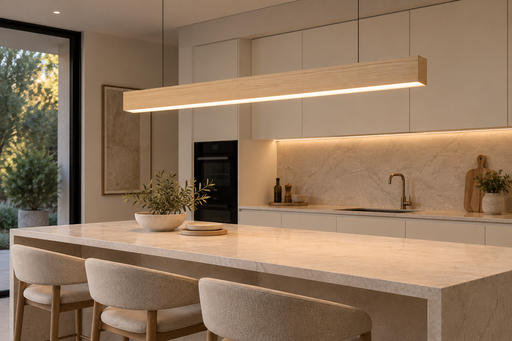 [MLP5080-40W-LW] Perfil Colgante LED Triac Dimmable L1480*W50*H80mm Bridgelux LED 40W 3000K CRI:Ra90 - Acabado en Madera Clara