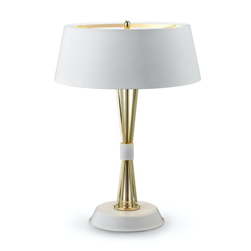 [55077A-GD-KIT] Luminaria de Mesa Dorada con Mampara y Base Blanca Redonda Ø350mm x H560mm E27x1 110v/60Hz [KIT] [2/2]