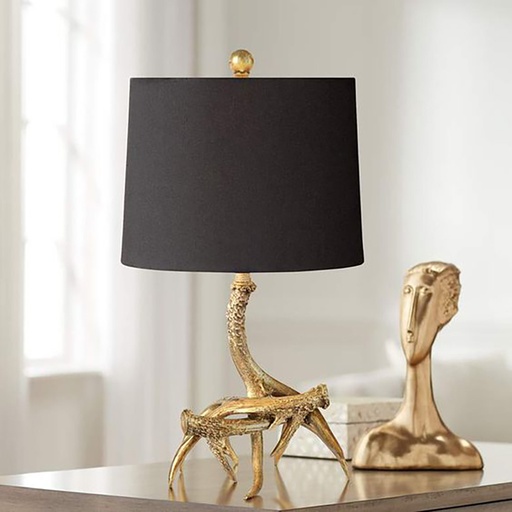 [55095A-BK] Luminaria de Mesa Dorada con Mampara Redonda Negra E27x1 IP20 120v/60Hz